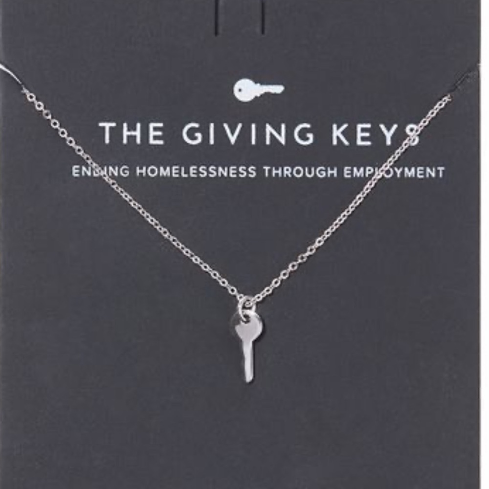 NEW- THE GIVING KEYS Mini Key Necklace Silver